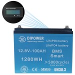 Акумулятор Dipower LiFePO4 12V/100AH (1280W*h), з дисплеєм, Smart BMS, Bluetooth APP (літій-залізо-фосфатний акумулятор для ДБЖ (UPS))