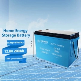 Акумулятор Dipower LiFePO4 12V/200AH (2560W*h), Smart BMS, Bluetooth APP (літій-залізо-фосфатний акумулятор для ДБЖ (UPS))