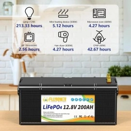 Акумулятор FlyPower LiFePO4 12V/200AH, 2560W*h (літій-залізо-фосфатний акумулятор для ДБЖ (UPS))