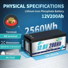 Акумулятор HRBEEnergy LiFePO4 12V/200AH (2400W*h) (літій-залізо-фосфатний акумулятор для ДБЖ (UPS))