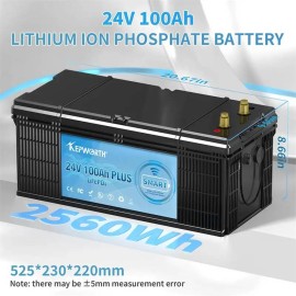 Акумулятор Kepworth LiFePO4 24V/100AH (2560W*h), Smart BMS,Bluetooth APP (літій-залізо-фосфатний акумулятор для ДБЖ (UPS))