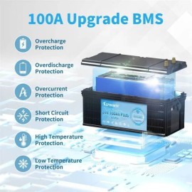 Акумулятор Kepworth LiFePO4 24V/100AH (2560W*h), Smart BMS,Bluetooth APP (літій-залізо-фосфатний акумулятор для ДБЖ (UPS))