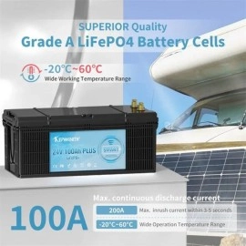 Акумулятор Kepworth LiFePO4 24V/100AH (2560W*h), Smart BMS,Bluetooth APP (літій-залізо-фосфатний акумулятор для ДБЖ (UPS))