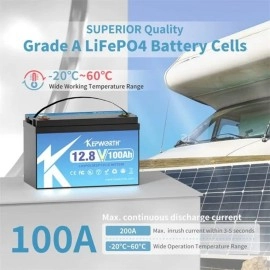 Акумулятор Kepworth LiFePO4 12V/100AH (1280W*h) (літій-залізо-фосфатний акумулятор для ДБЖ (UPS)