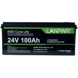 Акумулятор LanPWR LiFePO4 24V/100AH, 100A (2560W*h) (літій-залізо-фосфатний акумулятор для ДБЖ (UPS))