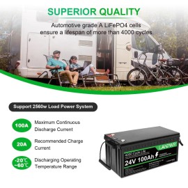 Акумулятор LanPWR LiFePO4 24V/100AH, 100A (2560W*h) (літій-залізо-фосфатний акумулятор для ДБЖ (UPS))