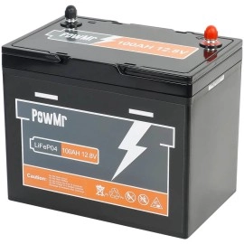 Акумулятор PowMr POW-100AH-12.8V-MINI, 12,8V/100Ah, 1280W*h, 100A (26x17x21 см, LiFePO4, для будинку, котла, сонячних батарей)