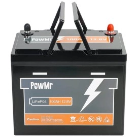 Акумулятор PowMr POW-100AH-12.8V-MINI, 12,8V/100Ah, 1280W*h, 100A (26x17x21 см, LiFePO4, для будинку, котла, сонячних батарей)