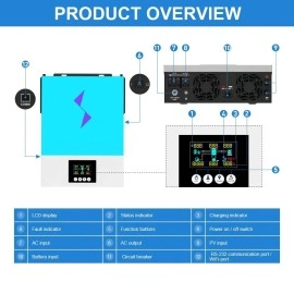 Гібридний інвертор Daxtromn NM-6.2KW-M-PLUS, 48 В, 120 А, 6200 Вт (безперебійник, UPS, ДБЖ)