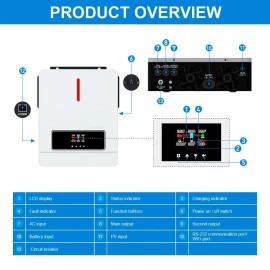 Гібридний інвертор Daxtromn AGH-6.2KW, 48 В, 120 А, 6200 Вт (безперебійник, UPS, ДБЖ)