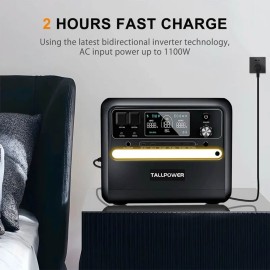 Зарядна станція TALLPOWER V2400, 2400 Вт, 2160 Вт*год (електростанція для дому, UPS, ДБЖ), сірий