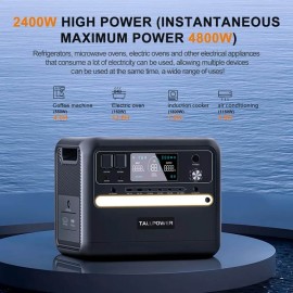 Зарядна станція TALLPOWER V2400, 2400 Вт, 2160 Вт*год (електростанція для дому, UPS, ДБЖ), сірий