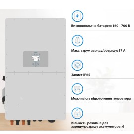 Гібридний інвертор 20кВт високовольтний 380В, SUN-20K-SG01HP3-EU-AM2, Deye