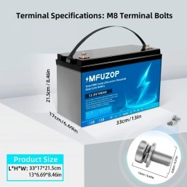 LiFePO4 12V 100Ah Акумулятор MFUZOP 1280Wh, 100A, BMS