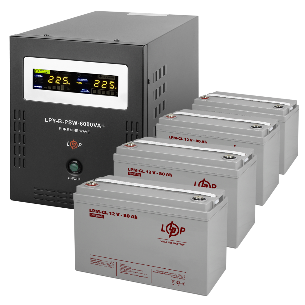 Комплект резервного живлення LP (LogicPower) ДБЖ + гелева батарея (UPS B6000 + АКБ GL 960W)