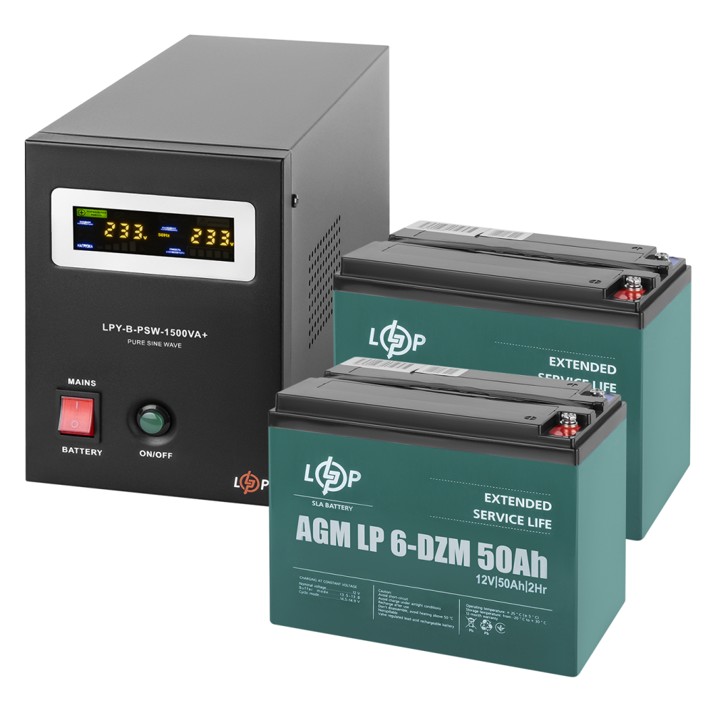 Комплект резервного питания LP (LogicPower) ИБП + DZM батарея (UPS B1500 + АКБ DZM 1200Wh)