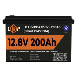 Акумулятор LP LiFePO4 12V (12,8V) - 200 Ah (2560Wh) (Smart BMS 150А) з BT пластик