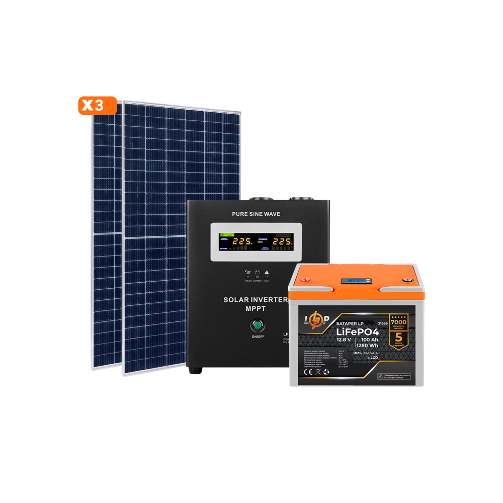 Сонячна електростанція (СЕС) 1.5kW АКБ 2.16kWh (літій) 100 Ah Преміум