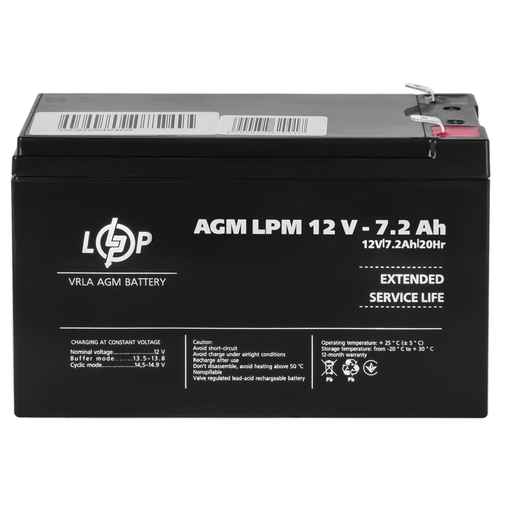 Акумулятор AGM LPM 12V - 7.2 Ah