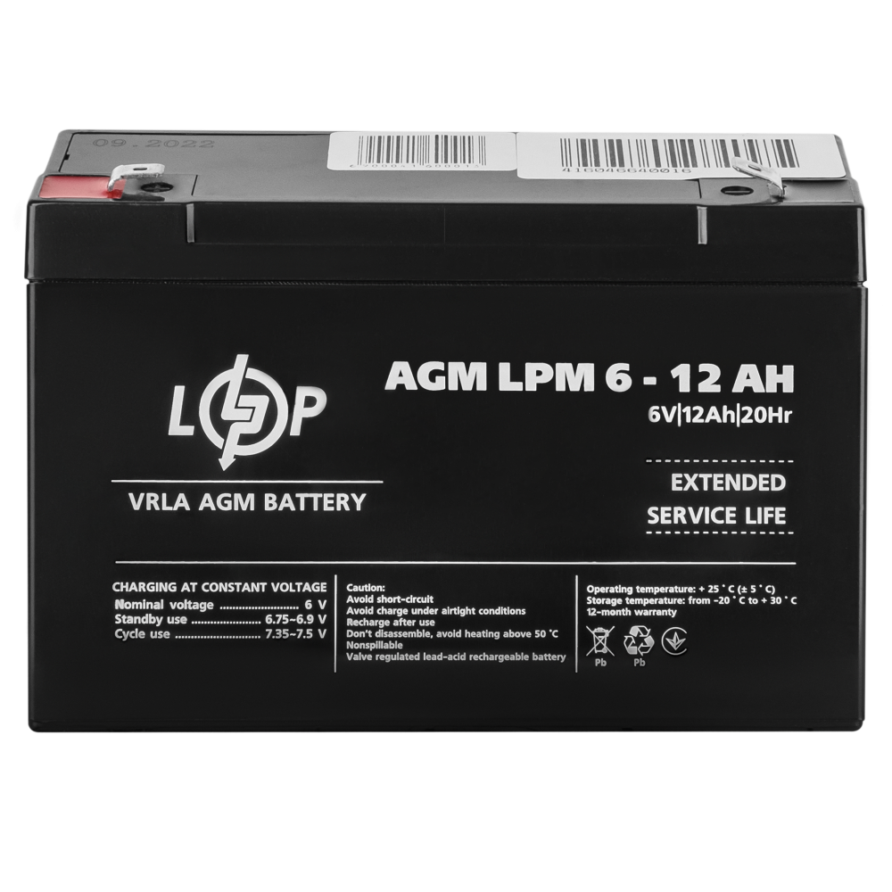 Акумулятор AGM LPM 6V - 12 Ah