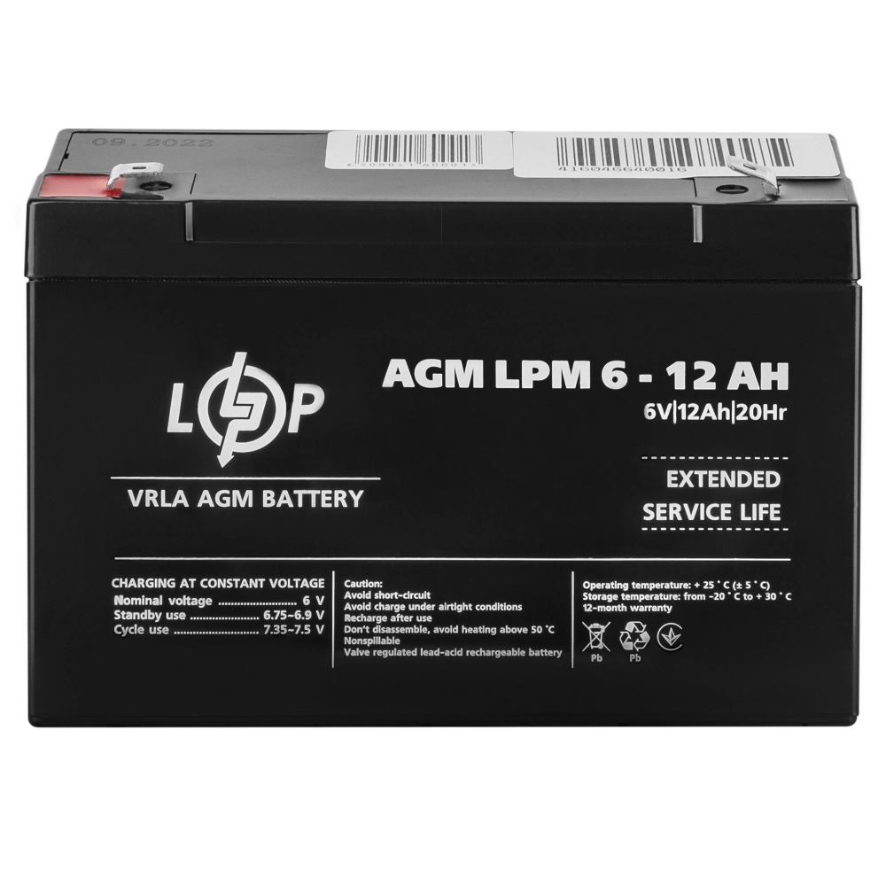 Акумулятор AGM LPM 6V - 12 Ah