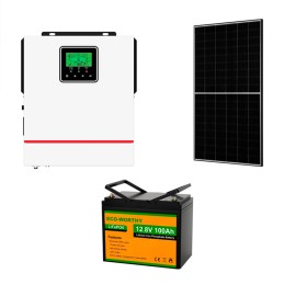 Комплект резервного автономного живлення Гібридний інвертор Daxtromn AOH-1KW, 12 В, 40 А, 1000 Вт +Акумулятор ECO-WORTHY LiFePO4 12V 100Ah з вбудованим BMS+ Сонячна панель JA Solar JAM54D40-455/LB 455W
