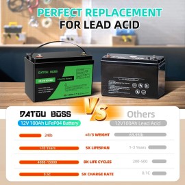 Акумулятор DATOU BOSS LiFePO4 12V/100AH (1280W*h) (літій-залізо-фосфатний акумулятор для ДБЖ (UPS))