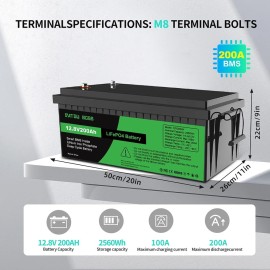 Акумулятор DATOU BOSS LiFePO4 12V/200AH (2560W*h) (літій-залізо-фосфатний акумулятор для ДБЖ (UPS))