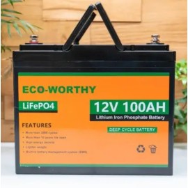Акумулятор ECO-WORTHY LiFePO4 12V 100Ah з вбудованим BMS (літій-залізо-фосфатний акумулятор для ДБЖ (UPS))