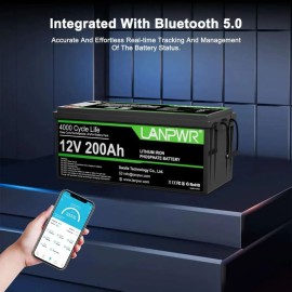 Акумулятор LanPWR LiFePO4 12V/200AH, 200A (2560W*h), Smart BMS, Bluetooth APP (акумулятор для ДБЖ (UPS))