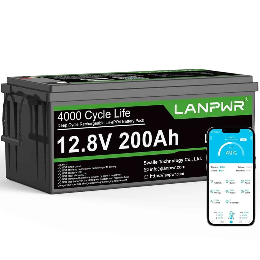 Акумулятор LanPWR LiFePO4 12V/200AH, 200A (2560W*h), Smart BMS, Bluetooth APP (акумулятор для ДБЖ (UPS))