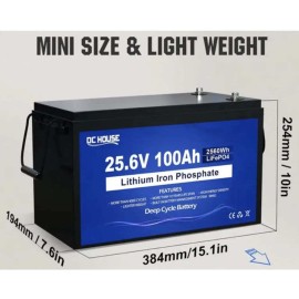 Акумулятор LiFePO4 24В 100Аг (25.6V) 2560Вт-г з BMS, DC HOUSE