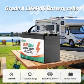 Акумулятор Outee LiFePO4 12.8V/100AH (1280W*h) (літій-залізо-фосфатний акумулятор для ДБЖ (UPS))