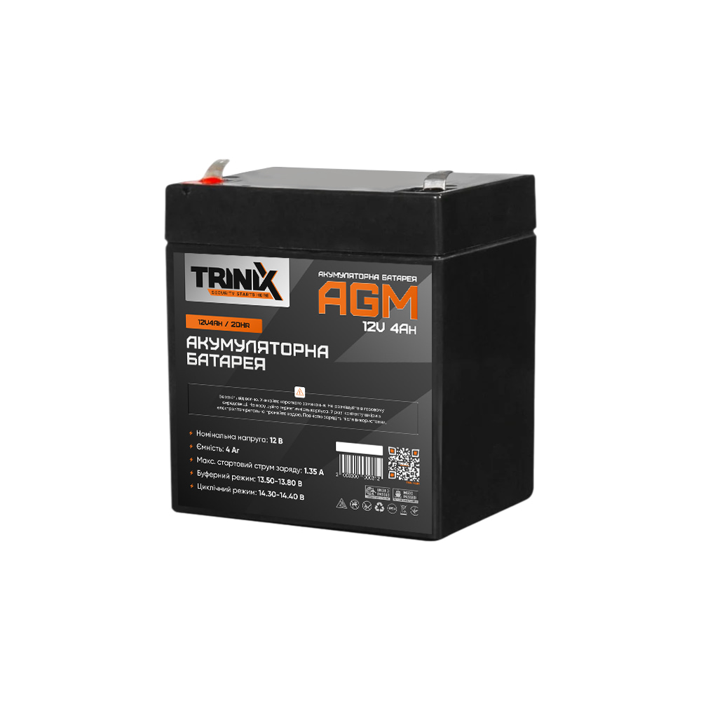 Акумуляторна батарея 12В 4Аг Trinix 12V4Ah/20Hr AGM свинцево-кислотна