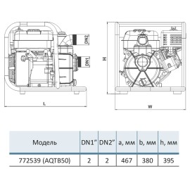 Мотопомпа 7.5 к.с. Hmax 30м Qmax 38м³/год (4-х тактний) для агресивного середовища AQUATICA (772539)