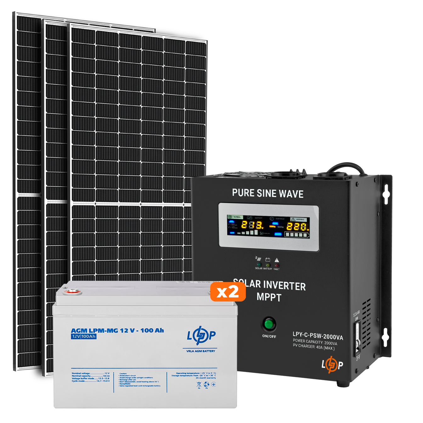 Сонячна електростанція (СЕС) 1.5kW АКБ 2.4kWh (мультигель) 100 Ah Стандарт