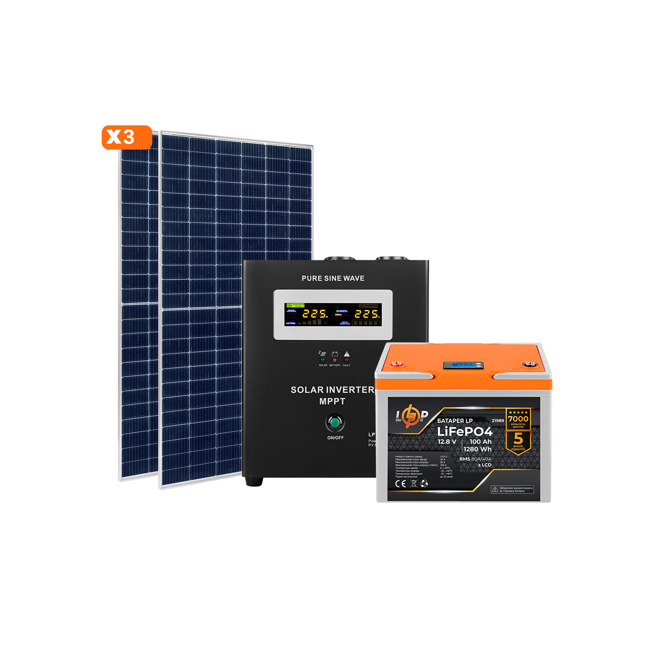 Сонячна електростанція (СЕС) 1.5kW АКБ 2.16kWh (літій) 100 Ah Преміум