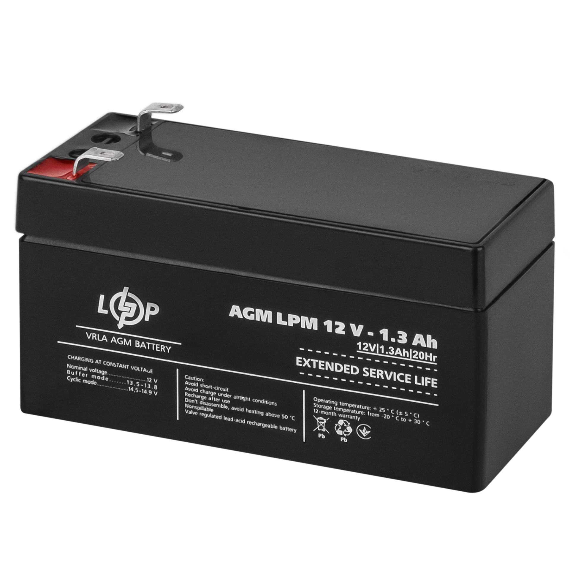 Акумулятор AGM LPM 12V - 1.3 Ah